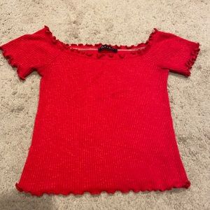 Red off the shoulder top. Worn once!